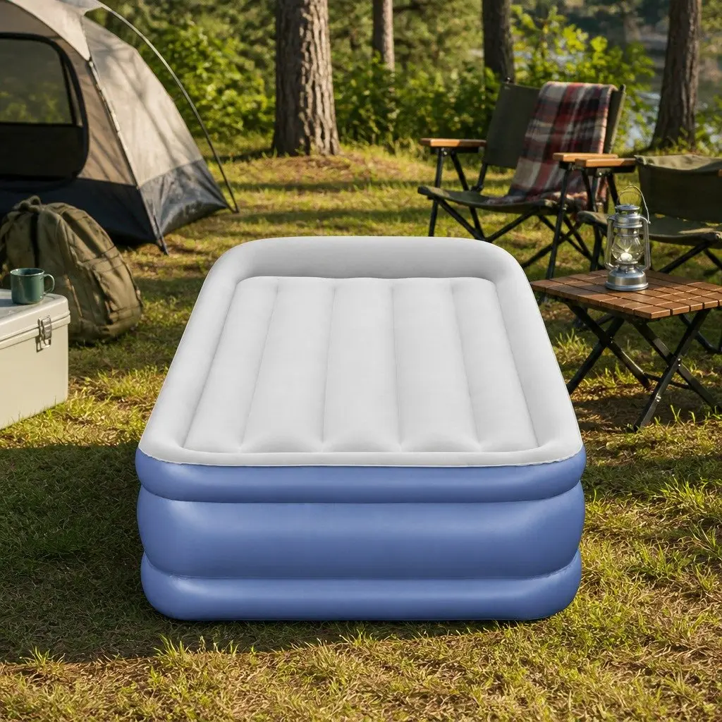 Single Air Mattress Inflatable Bed 46cm Height Navy