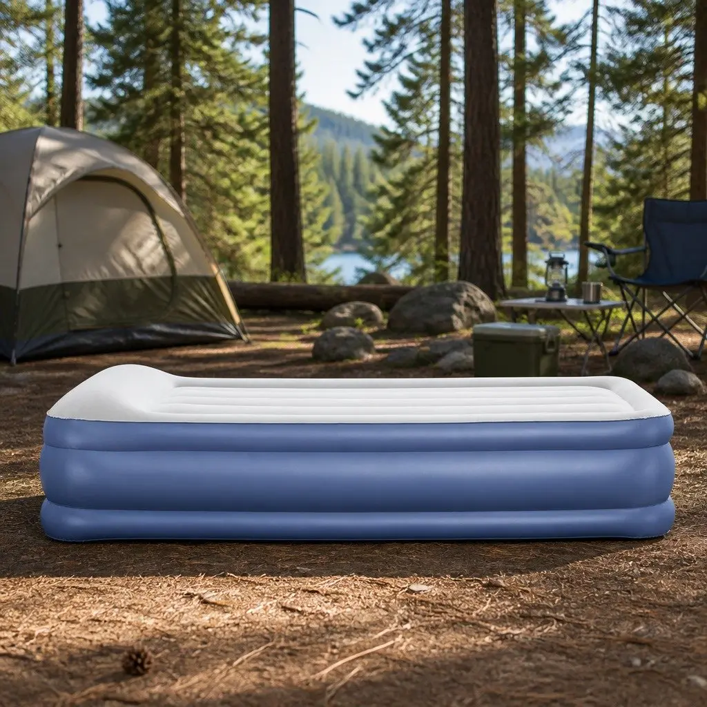 Single Air Mattress Inflatable Bed 46cm Height Navy