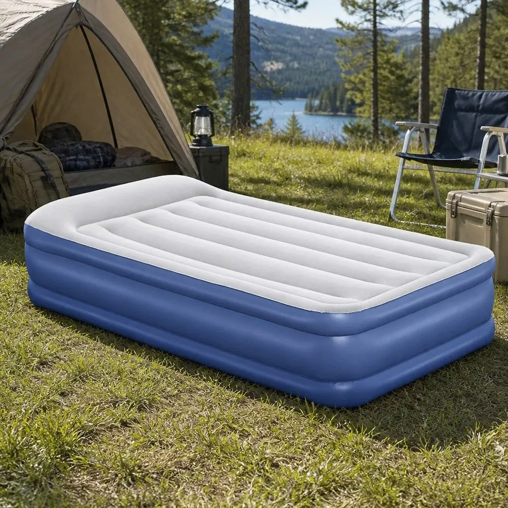 Single Air Mattress Inflatable Bed 46cm Height Navy