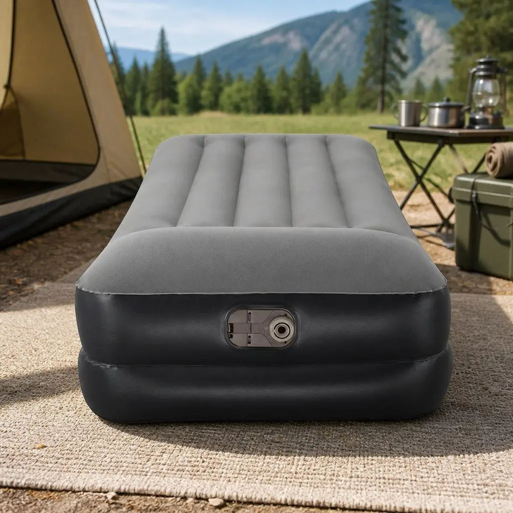 Single Air Mattress Inflatable Bed 46cm Indoor Outdoor Black
