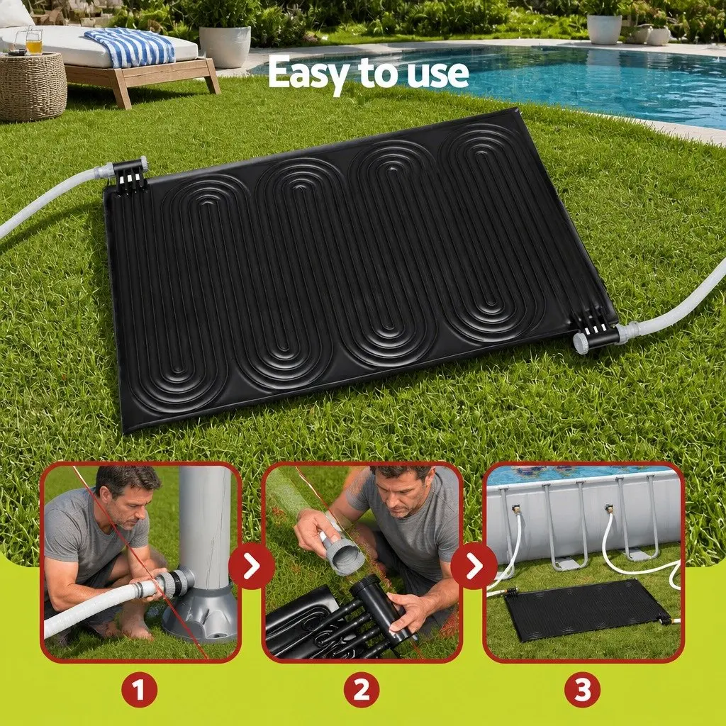 Solar Pool Heater Pad Water Warmer 110x171cm Black
