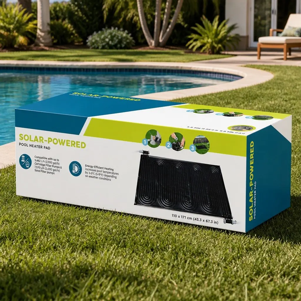 Solar Pool Heater Pad Water Warmer 110x171cm Black