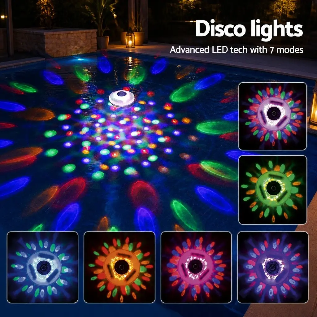 LED Pool Float Light Waterproof Multicolour 15cm x 14.5cm x 7cm 4 Color 7 Modes