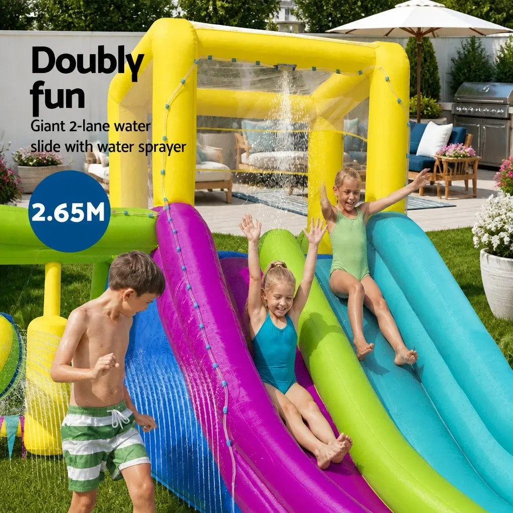 Inflatable Water Slide Park Outdoor Play Pool 710x310x265cm Multi-Colour