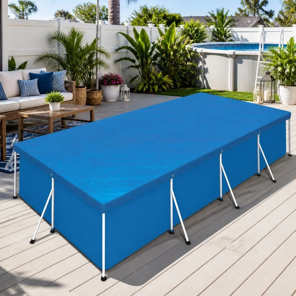 Pool Cover for Above Ground Swimming Pool 4M x 2.11M Blue PE Blanket with Rope