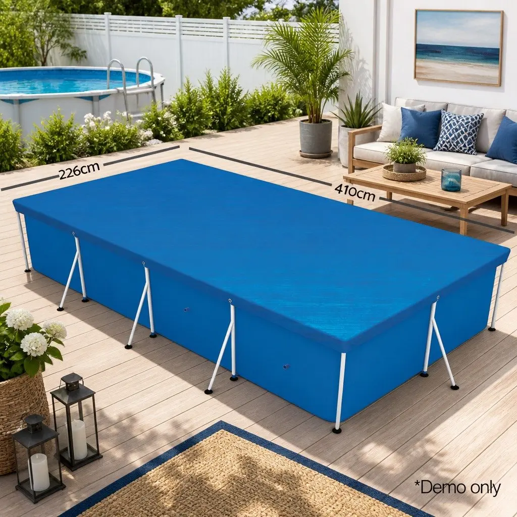 Pool Cover for Above Ground Swimming Pool 4M x 2.11M Blue PE Blanket with Rope