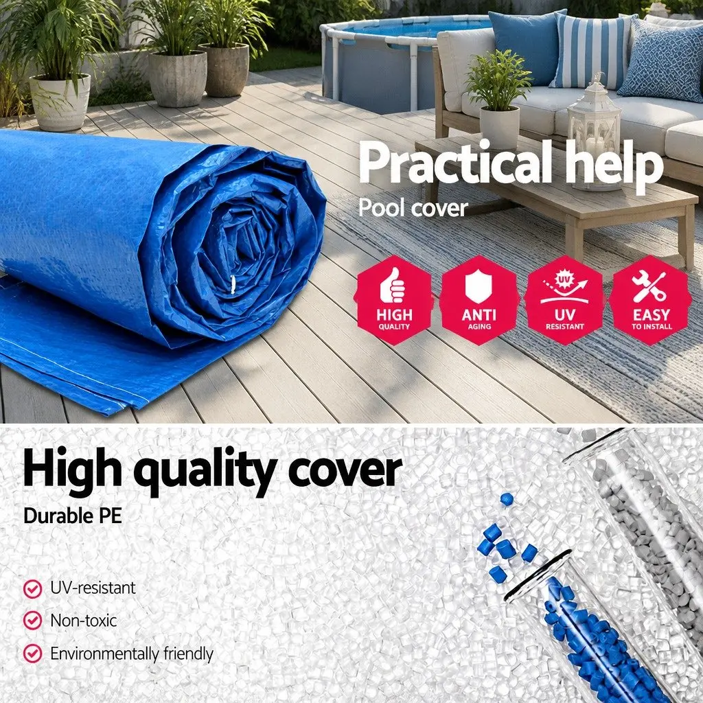 Pool Cover for Above Ground Swimming Pool 4M x 2.11M Blue PE Blanket with Rope