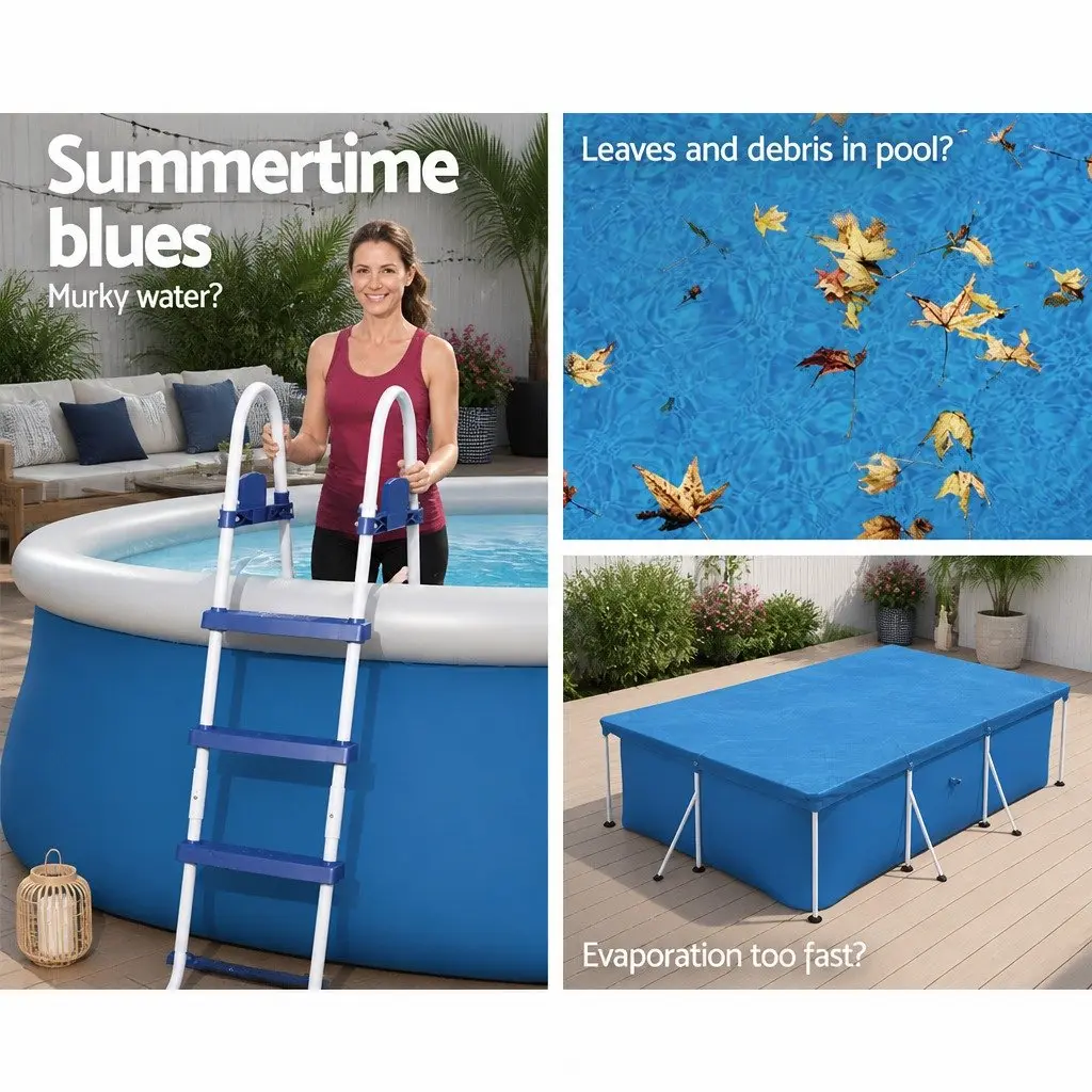 Pool Cover for Above Ground Swimming Pool 4M x 2.11M Blue PE Blanket with Rope