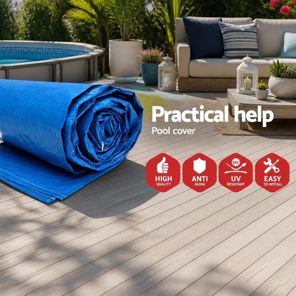 Pool Cover for Above Ground Swimming Pool 4M x 2.11M Blue PE Blanket with Rope
