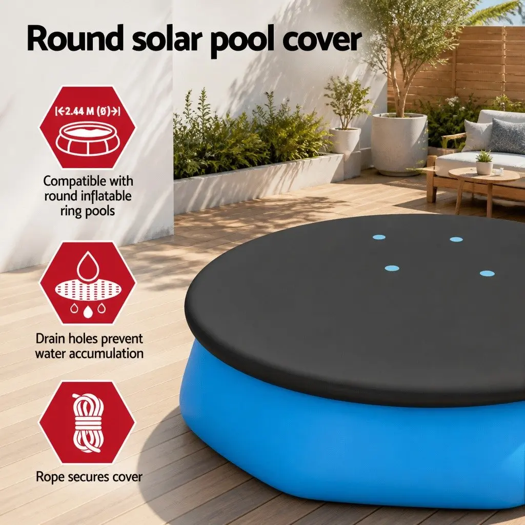 Pool Cover Round PVC Blanket 2.44m Above Ground Swimming Pools