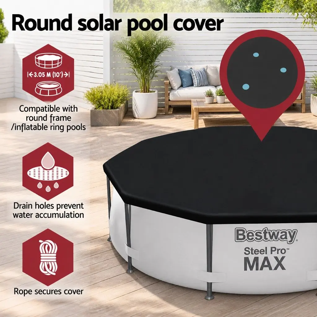 Pool Cover Round 3.05m Above Ground Swimming Pool PVC Multicolour