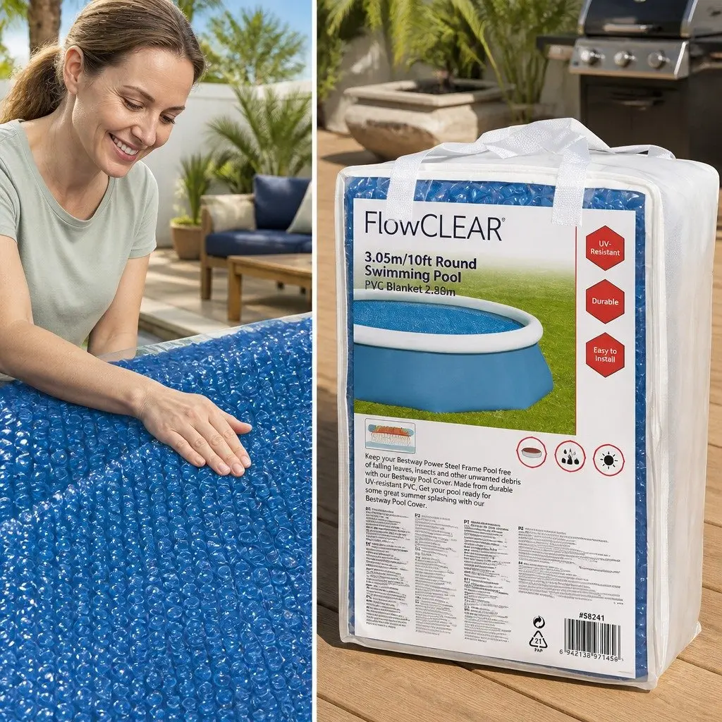 Pool Cover UV-Resistant Solar Heat Retention Blue 3.05m Round