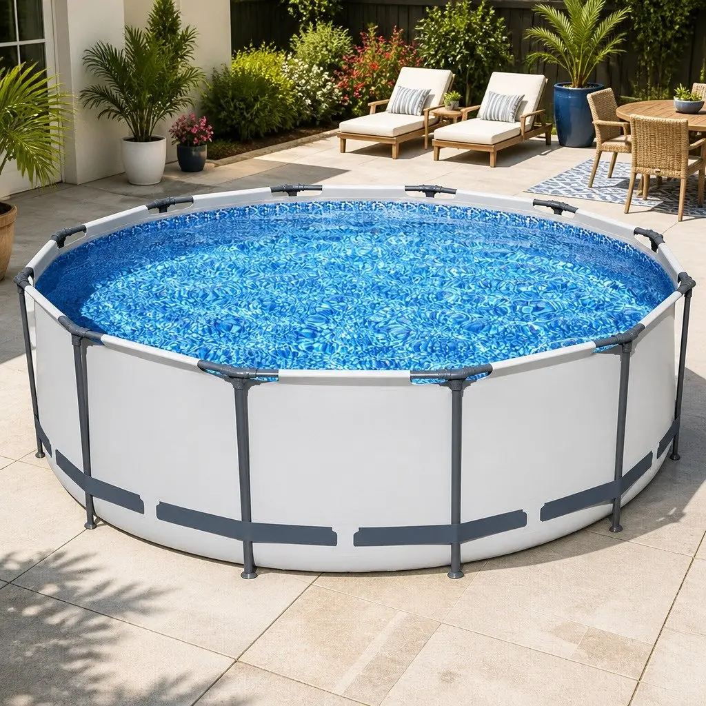 Steel Frame Above Ground Swimming Pool 366cm Blue Filter Pump Included