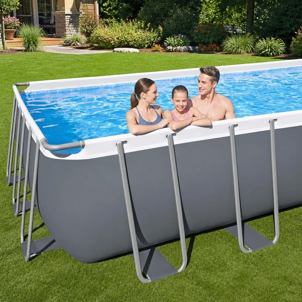 Above Ground Swimming Pool Steel Frame Outdoor Family Leisure 732x366x132cm Grey