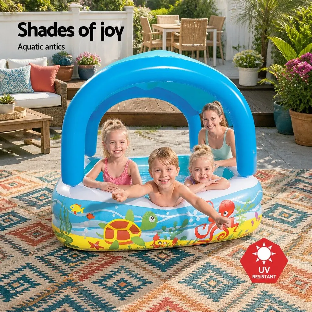 Kids Inflatable Swimming Pool 140x140x114cm Canopy Play Pools Outdoor Garden