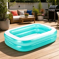 Inflatable Kids Swimming Pool with Safety Features 200x146x48cm