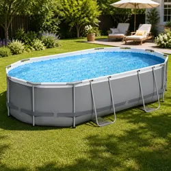 Value-Packed Steel Frame Pool 488x305x107cm in Grey