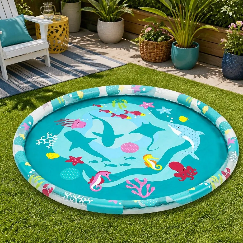 Inflatable Splash Pad Kids Water Play Sprinkler 165cm Multicolour