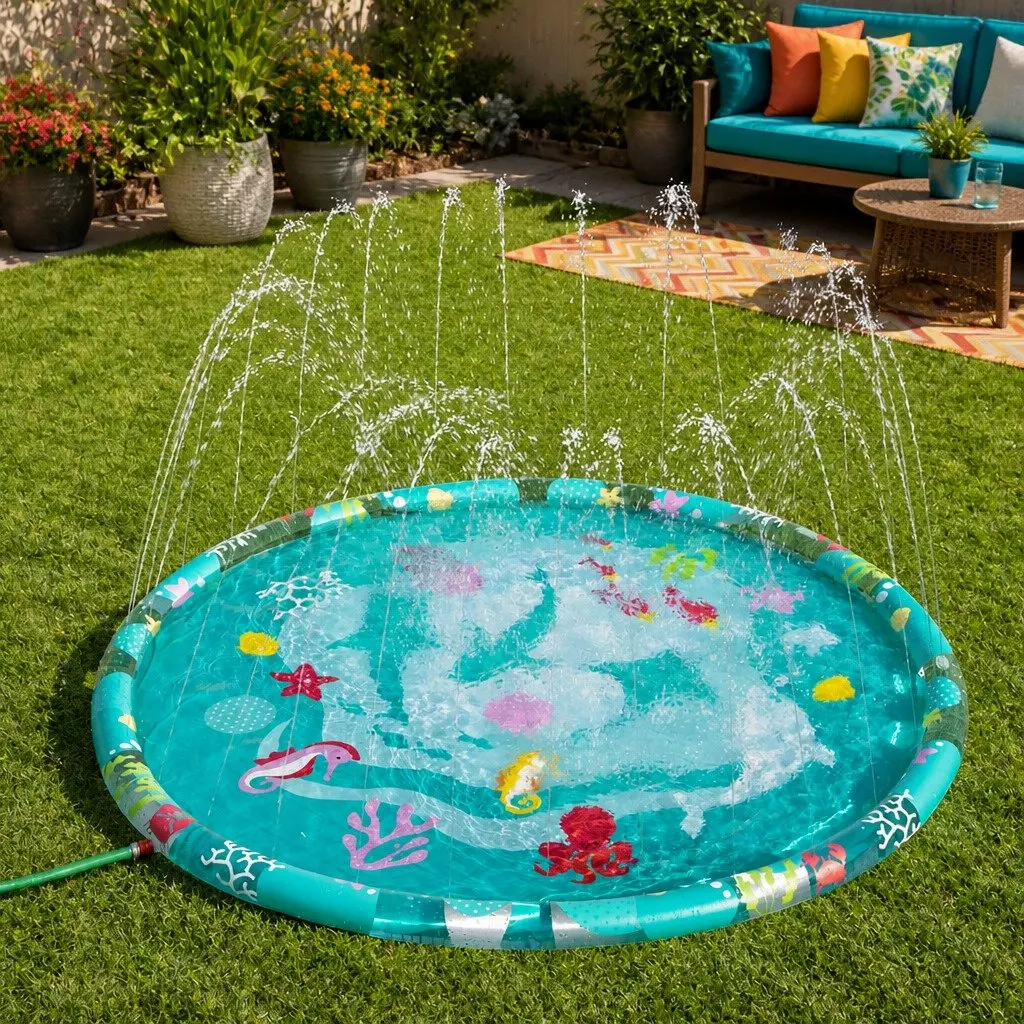 Inflatable Splash Pad Kids Water Play Sprinkler 165cm Multicolour