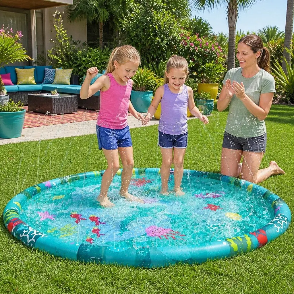 Inflatable Splash Pad Kids Water Play Sprinkler 165cm Multicolour