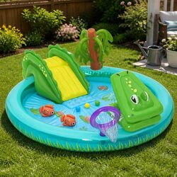 Practical Crocodile Inflatable Pool for Kids' Enjoyment