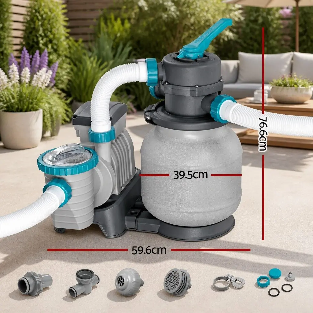 Sand Filter Pump 1500GPH Above Ground Pool Filtration 5678L/H Corrosion Resistant