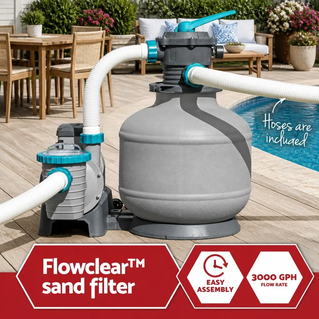 Sand Filter Pool Pump 11355L/H Above Ground Swimming Pools Water Filtration