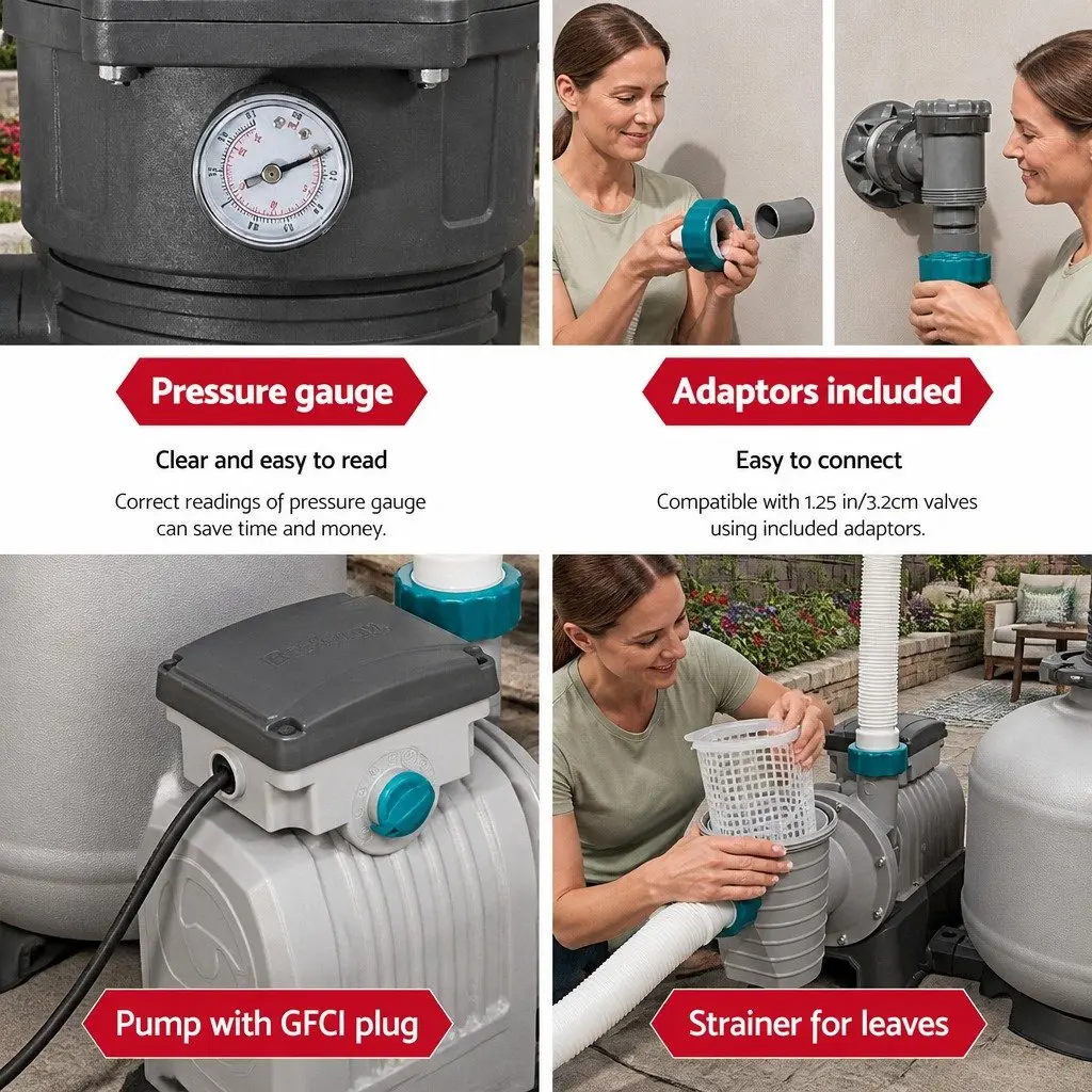 Sand Filter Pool Pump 11355L/H Above Ground Swimming Pools Water Filtration