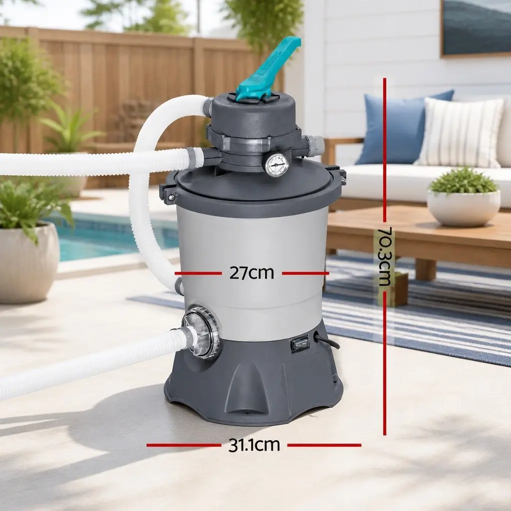 Sand Filter Pump System 800GPH Above Ground Pools 3028L/H Corrosion Resistant Tank Easy Assembly