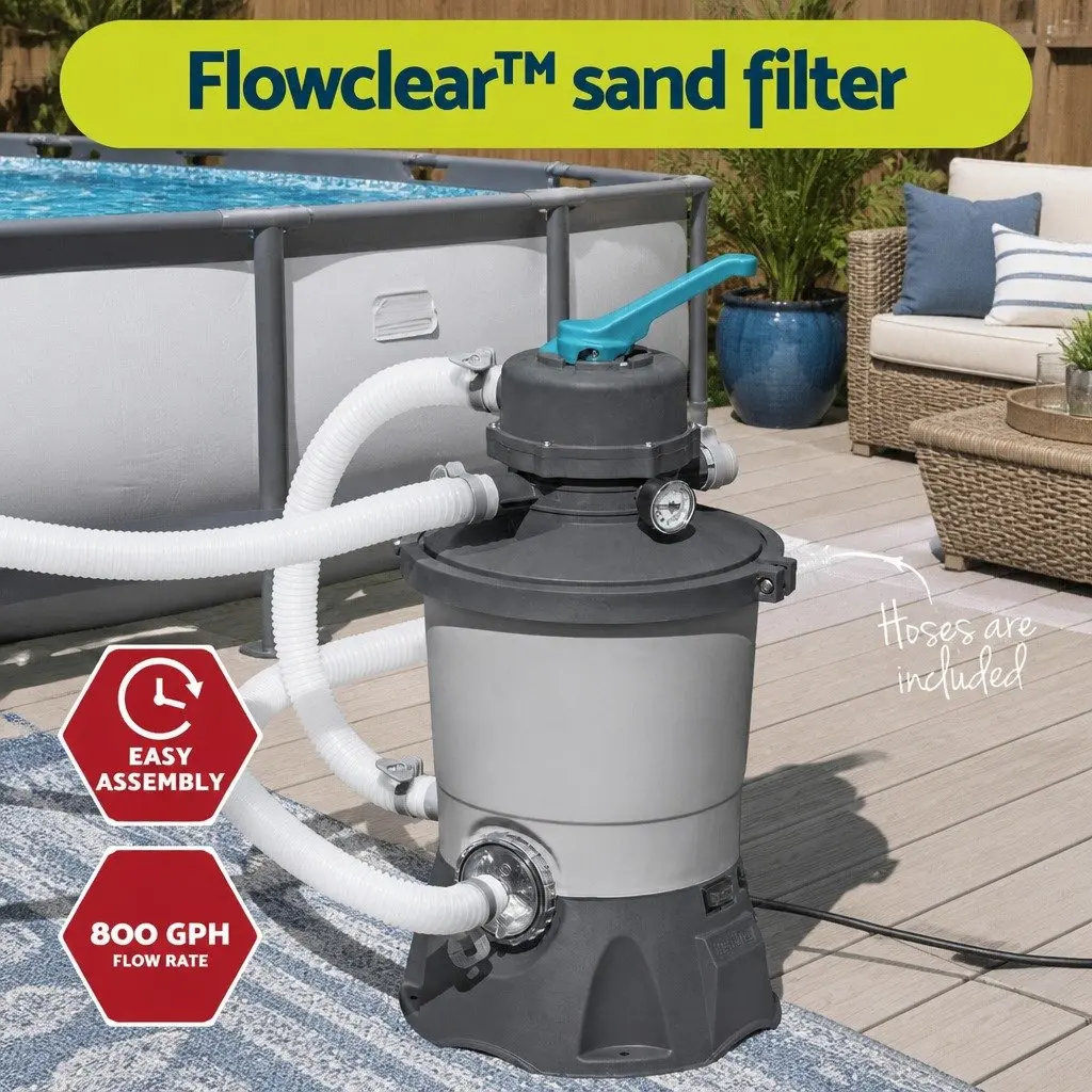 Sand Filter Pump System 800GPH Above Ground Pools 3028L/H Corrosion Resistant Tank Easy Assembly