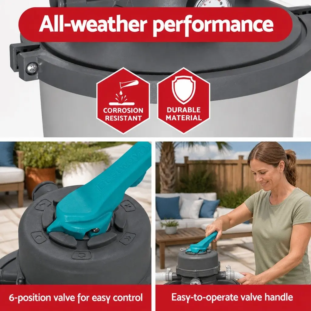 Sand Filter Pump System 800GPH Above Ground Pools 3028L/H Corrosion Resistant Tank Easy Assembly