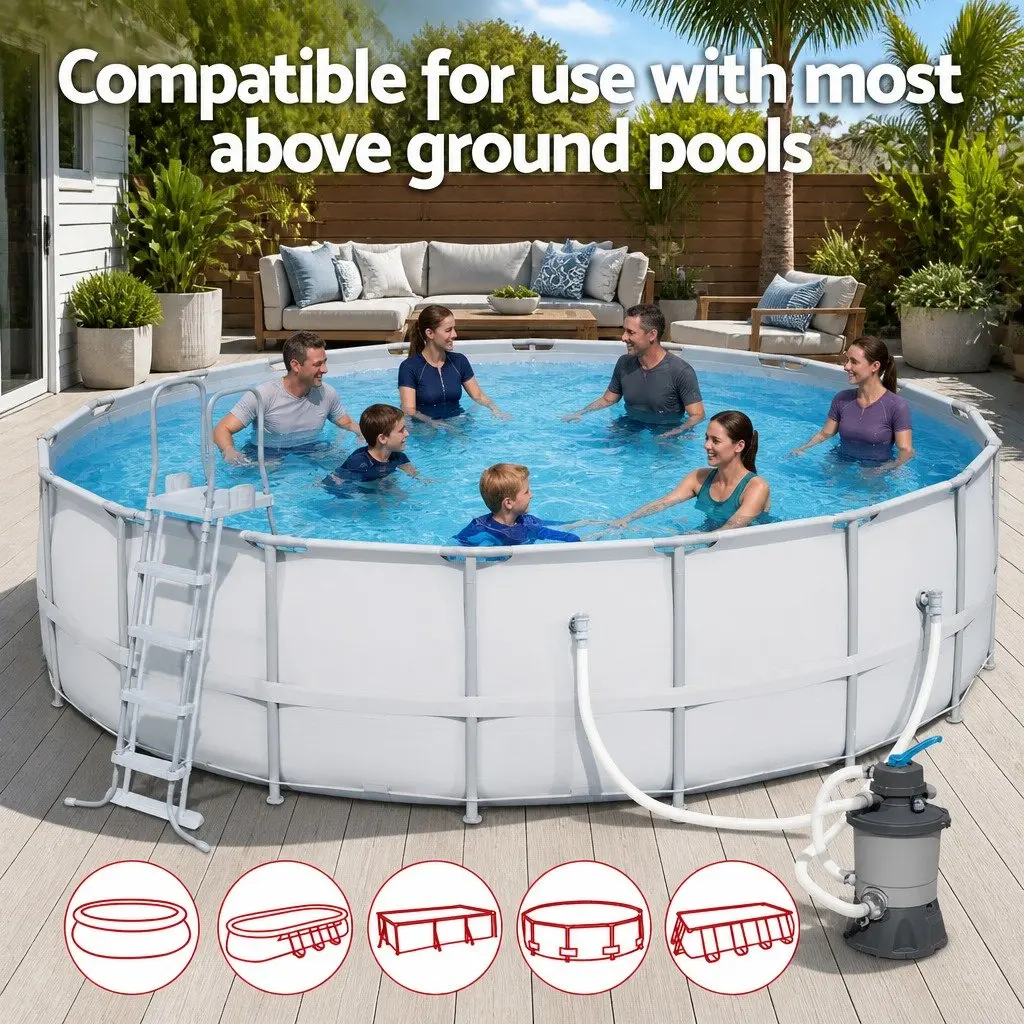 Sand Filter Pump System 800GPH Above Ground Pools 3028L/H Corrosion Resistant Tank Easy Assembly