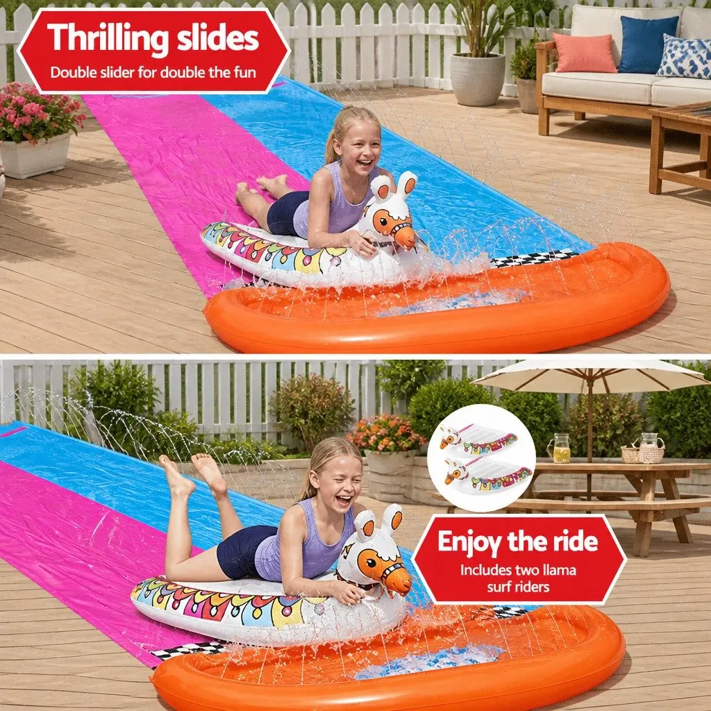 Inflatable Water Slide Double Lane Kids Backyard Splash Pad Dual Slides Pool Toy