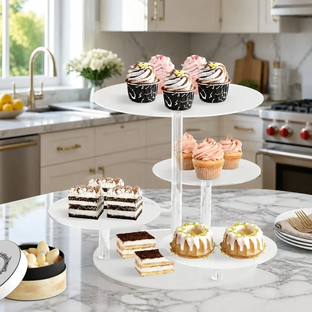 5 Tier Cake Stand Round Clear Acrylic Display for Wedding Party Event Dessert