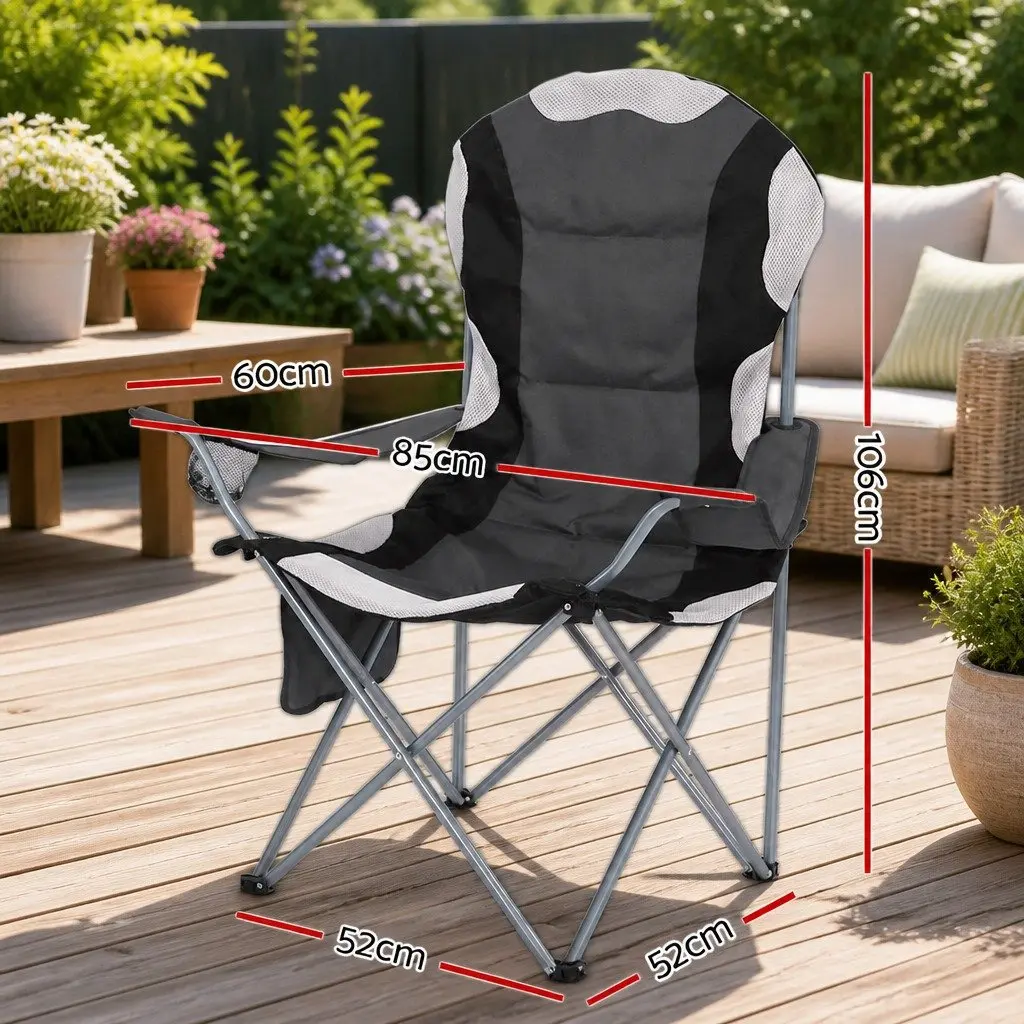 Folding Camping Chair Portable Outdoor Hiking Fishing Picnic Seat Grey 2 Pack