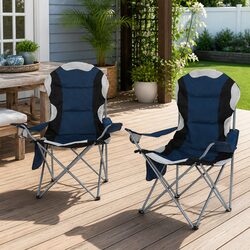 Reliable Navy Folding Chairs for Camping and Relaxation - 2pcs