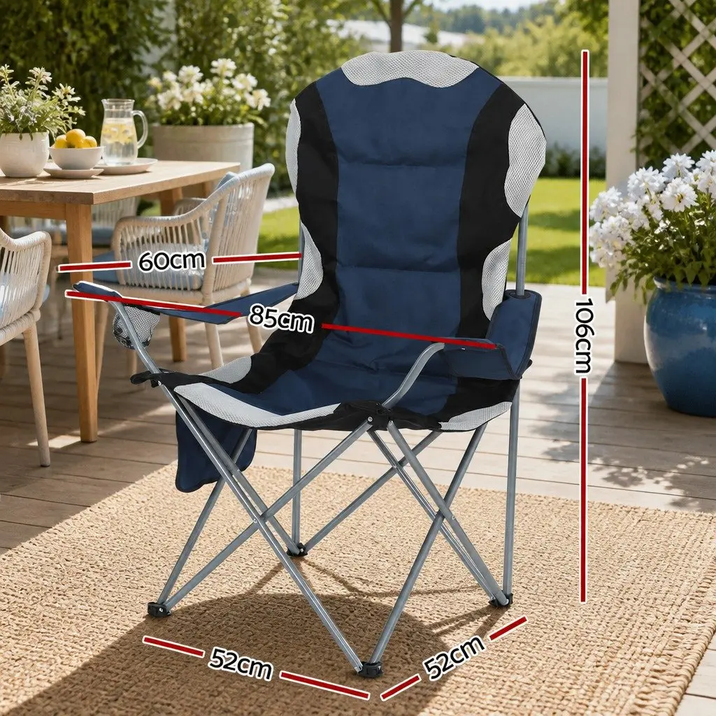Camping Folding Chair Portable Outdoor Use Navy 2 Piece