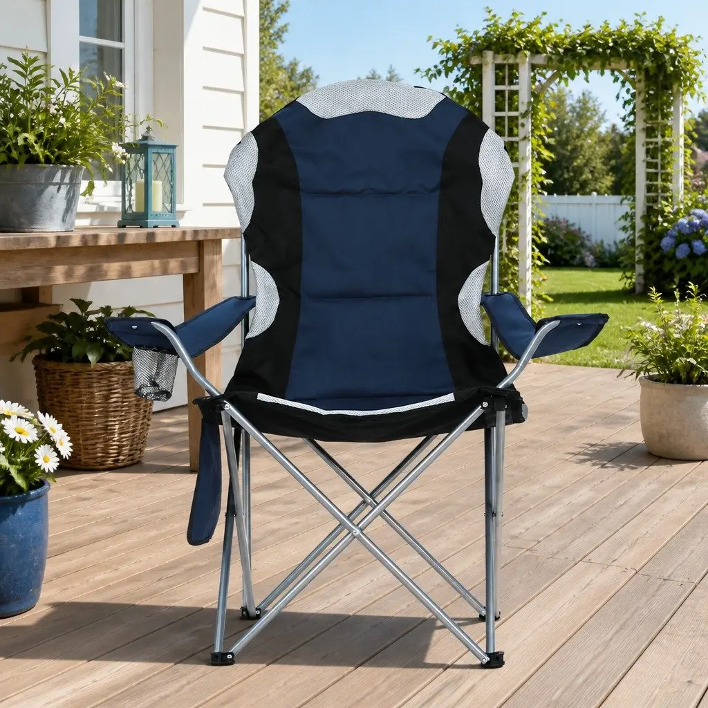 Camping Folding Chair Portable Outdoor Use Navy 2 Piece