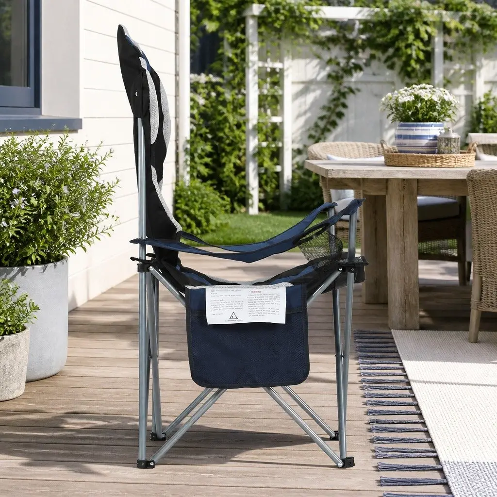 Camping Folding Chair Portable Outdoor Use Navy 2 Piece