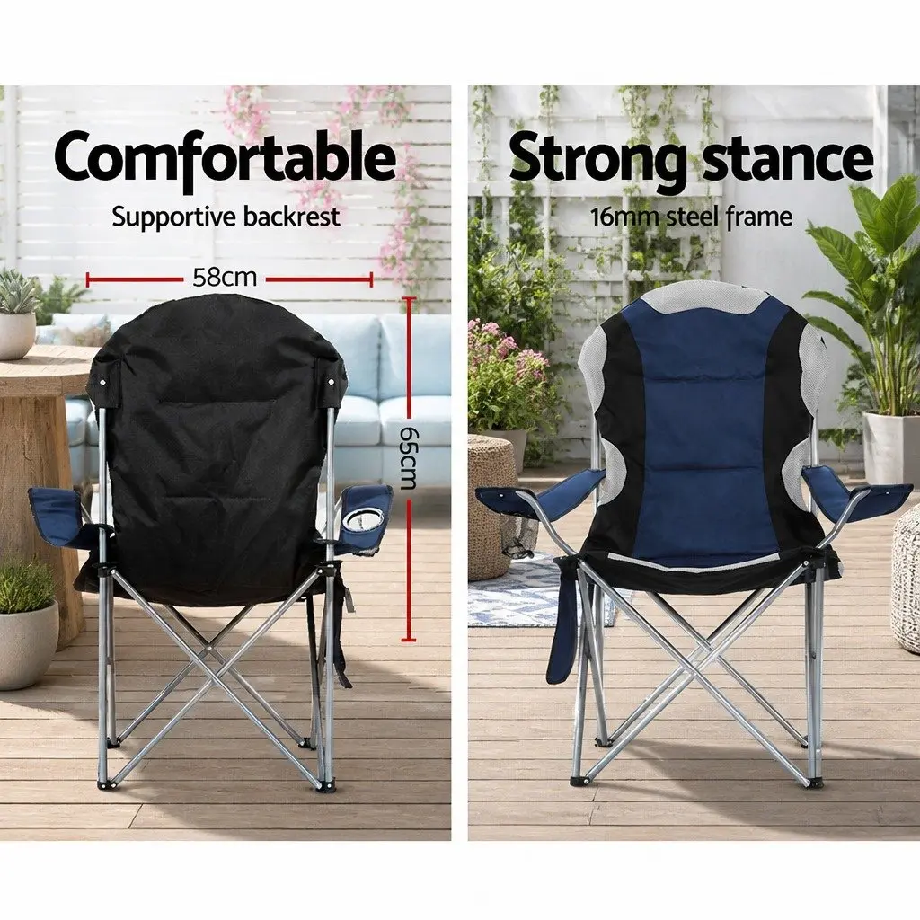 Camping Folding Chair Portable Outdoor Use Navy 2 Piece