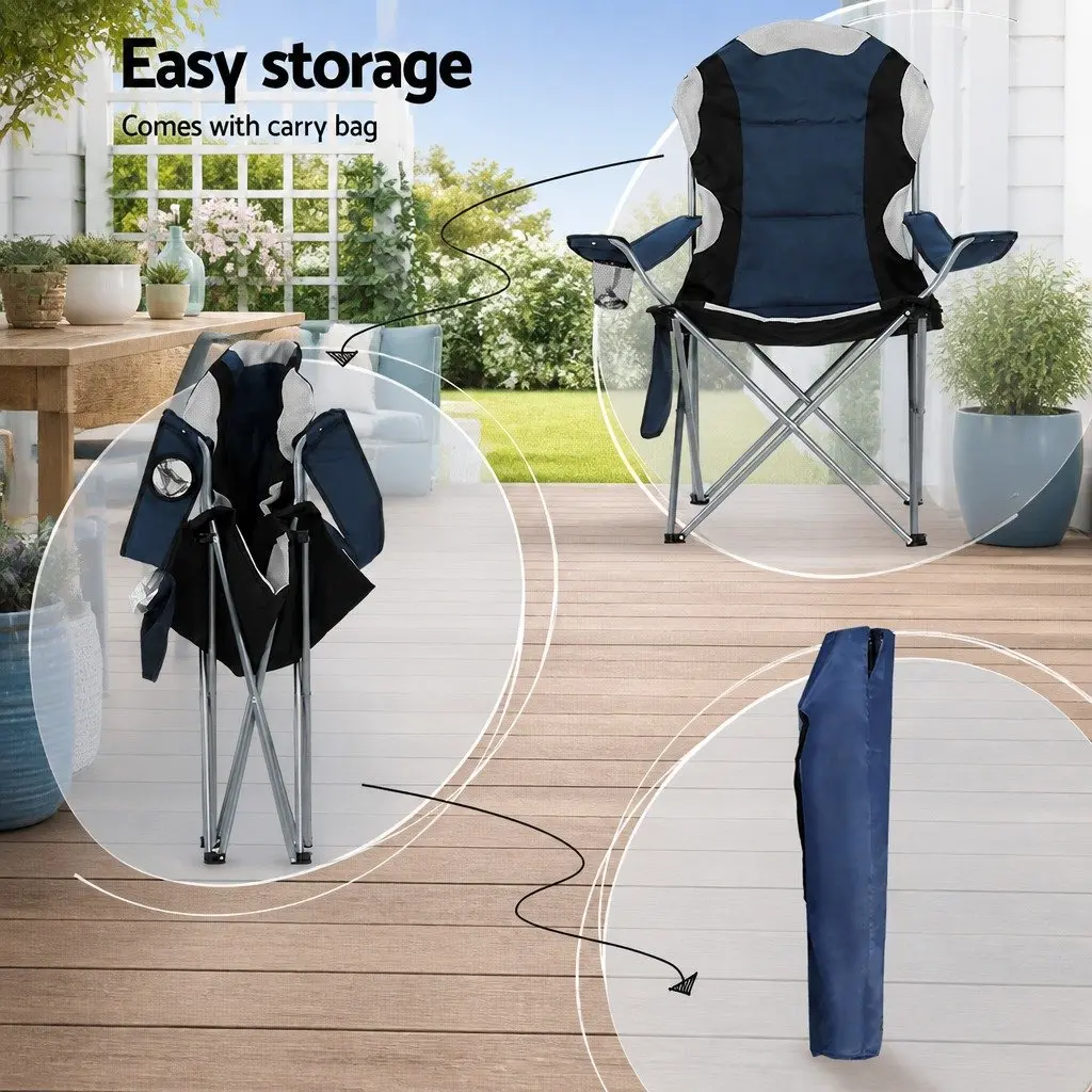 Camping Folding Chair Portable Outdoor Use Navy 2 Piece