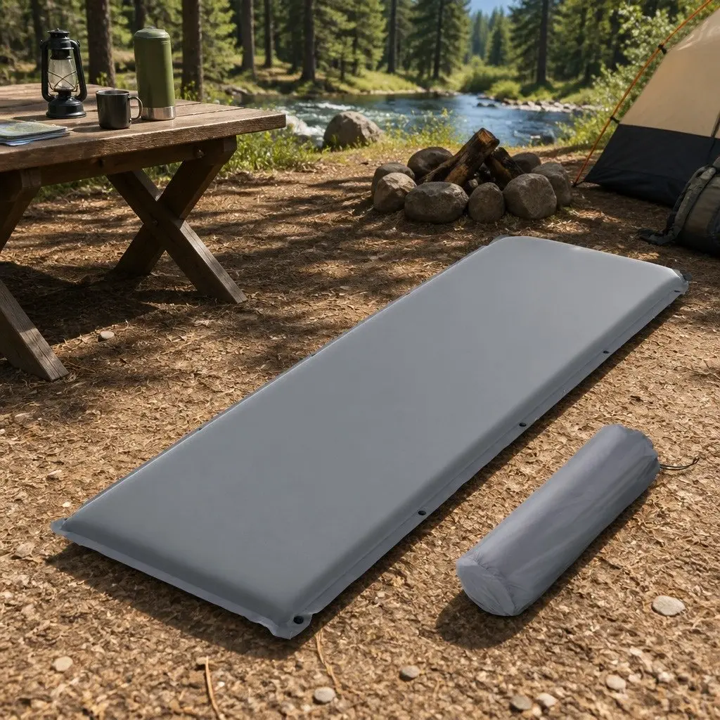 Self Inflating Camping Mattress Sleeping Mat Single 189x66x6cm Grey