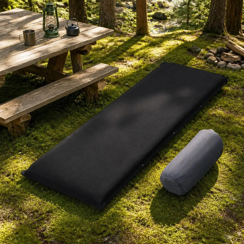 Camping Sleeping Mat Self Inflating Air Bed 187x66cm Black