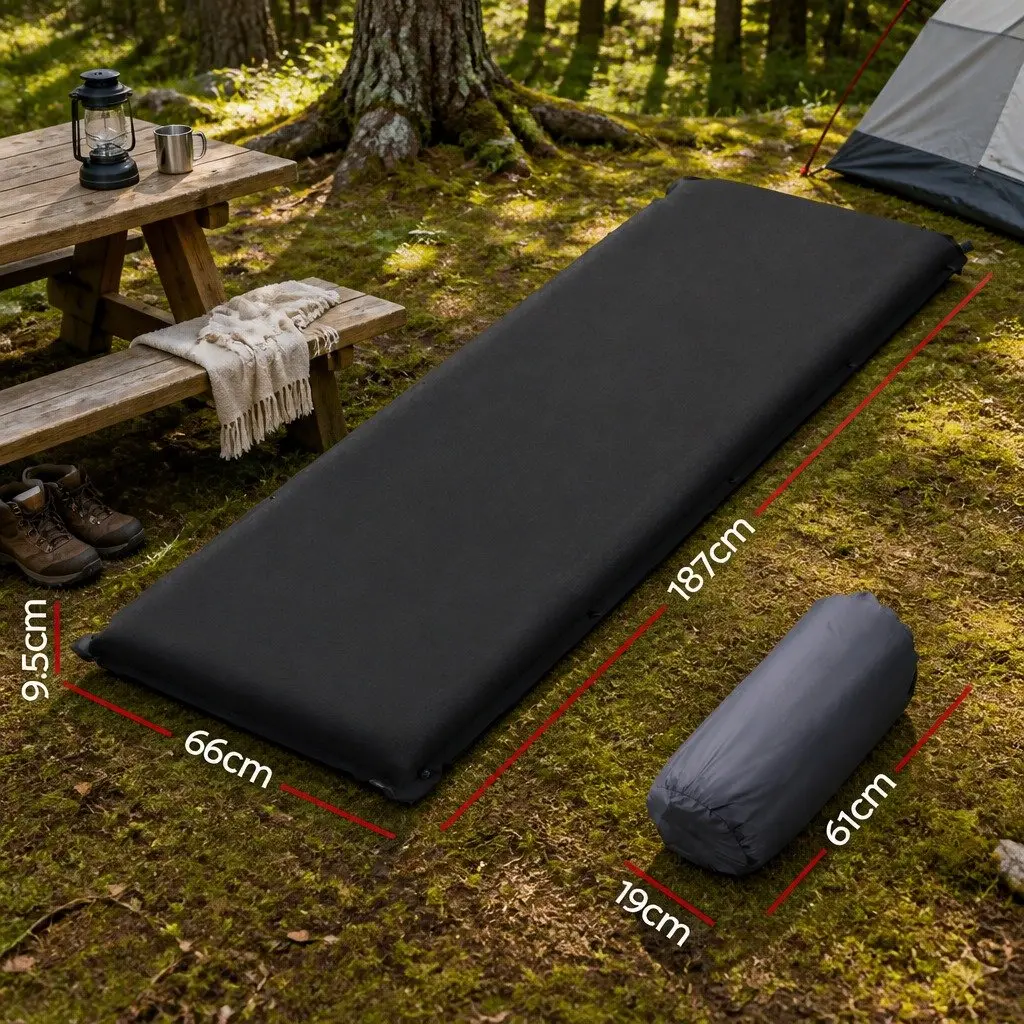 Camping Sleeping Mat Self Inflating Air Bed 187x66cm Black