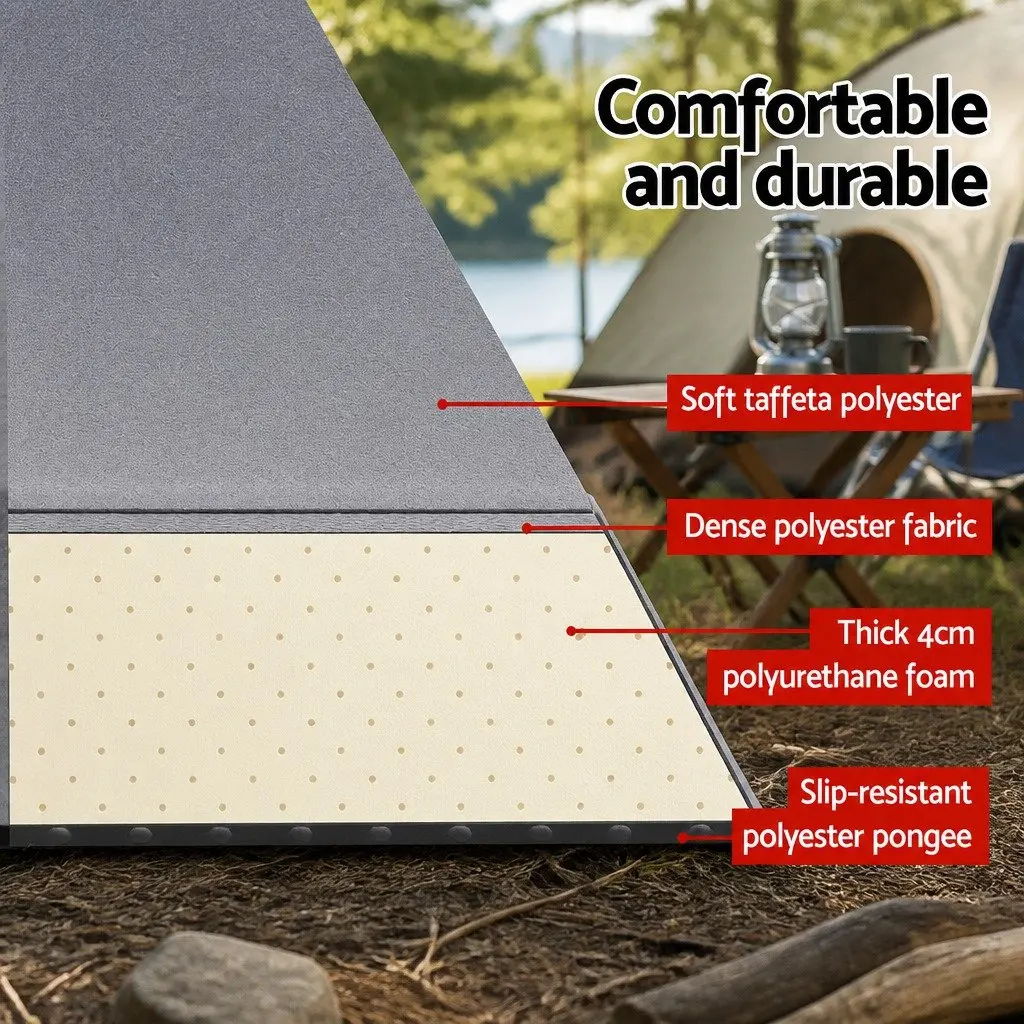 Self Inflating Camping Mattress Double 199 x 137 cm Grey Outdoor Air Bed