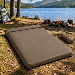 Self Inflating Camping Mattress 10CM Double Sleeping Mat with Carry Bag Coffee