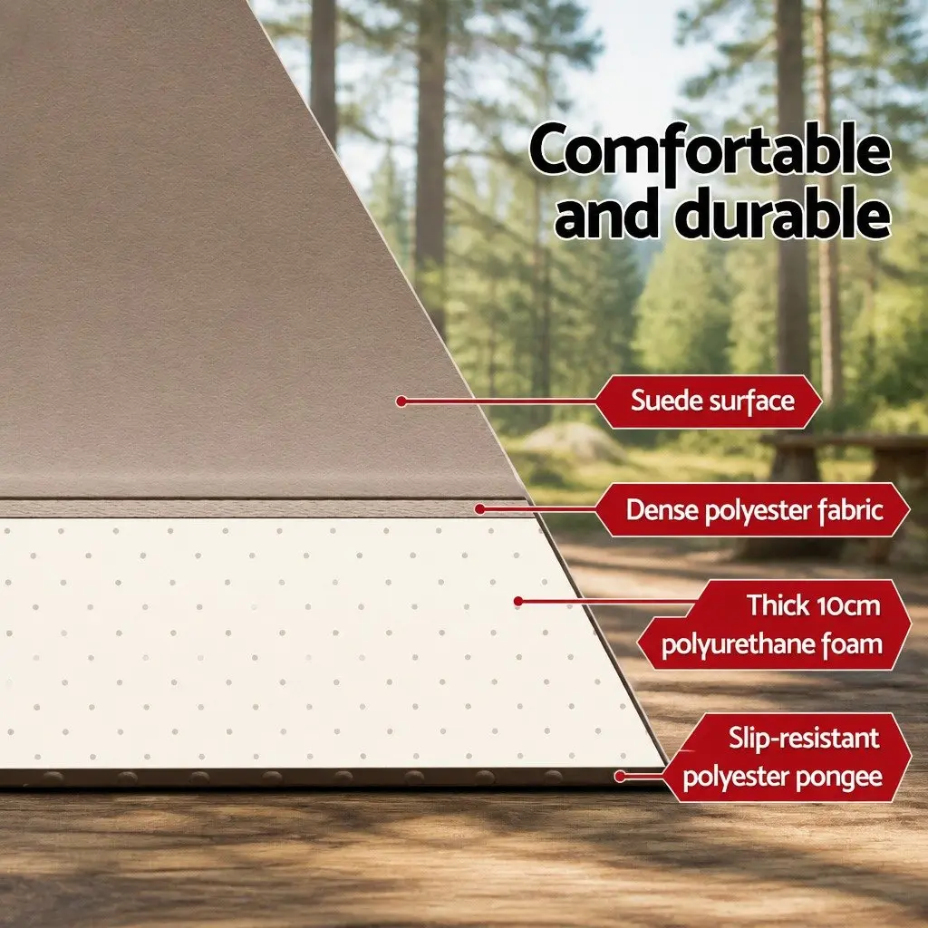 Self Inflating Mattress Double Camping Sleeping Mat 187x132cm Coffee