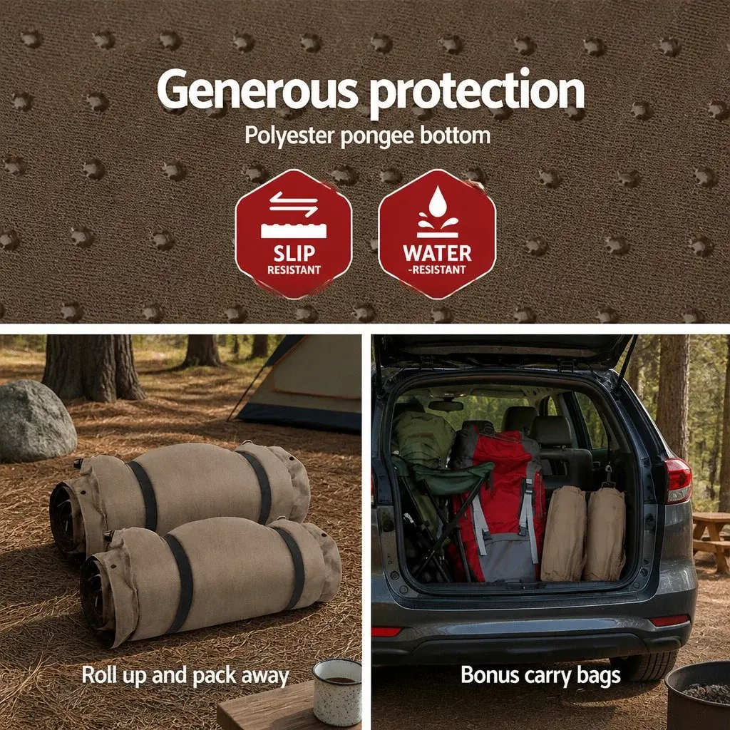 Self Inflating Mattress Double Camping Sleeping Mat 187x132cm Coffee