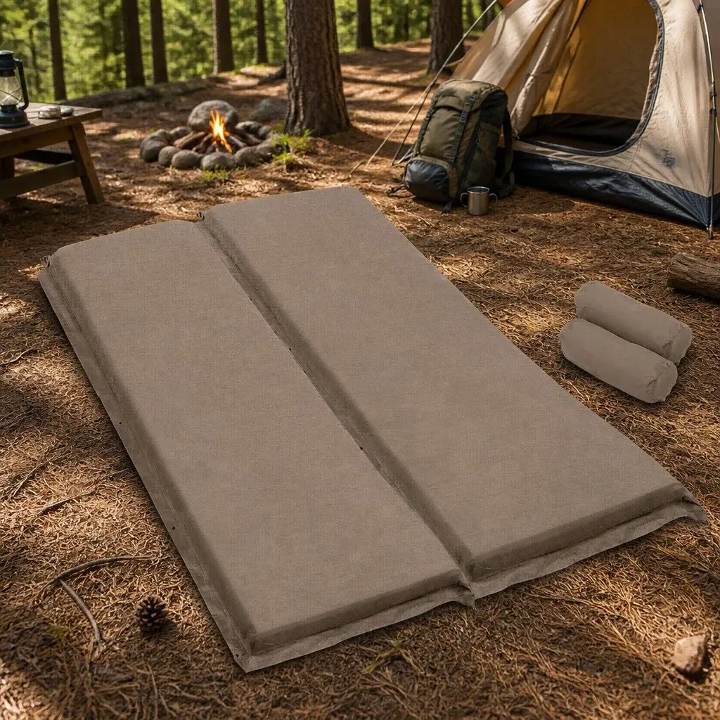 Self Inflating Mattress Double Camping Sleeping Mat 187x132cm Coffee