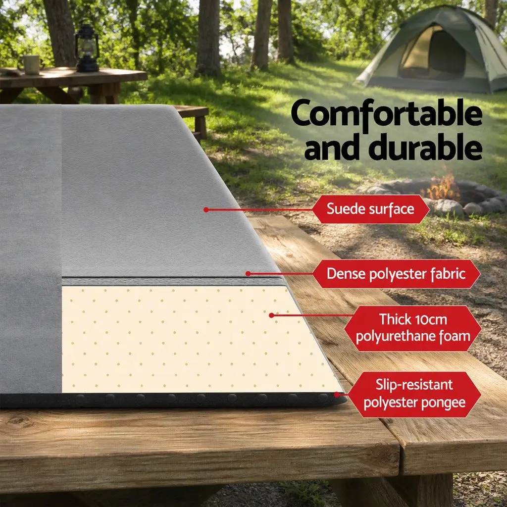 Double Camping Sleeping Mat Self Inflating Air Bed Grey 187x132cm
